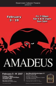 Amadeus Promo Poster for the Downtown Cabaret Theatre